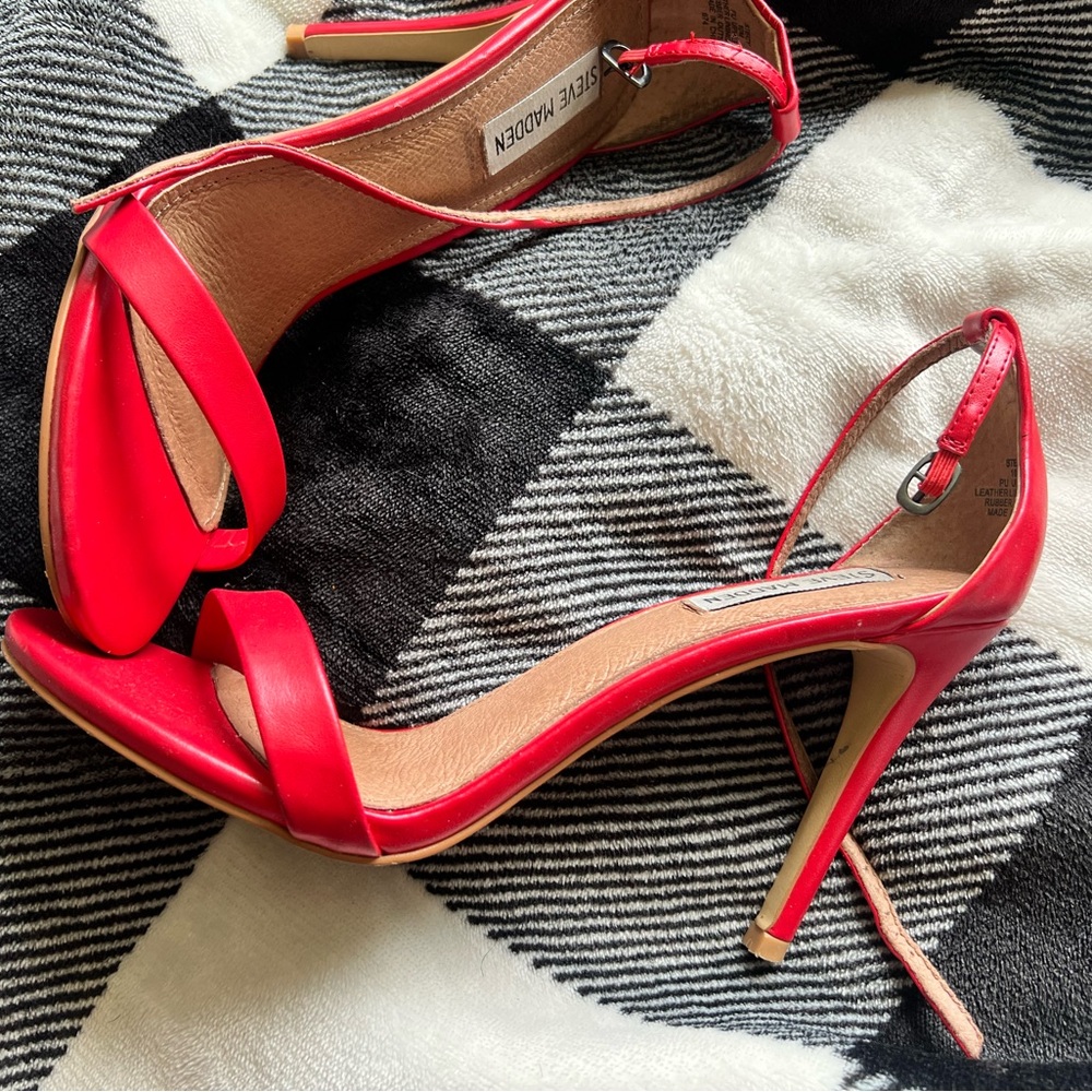 Steve Madden Red Stecy Heels Women Size 10